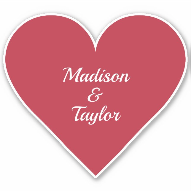 YOUR NAMES in a Heart Sticker (Front)