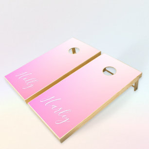 Your Names or Words Pink Ombre Gradation Cornhole Set