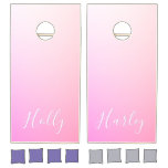 Your Names Or Words | Pink Ombre Gradation Cornhole Set at Zazzle