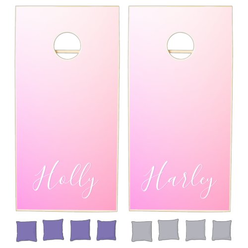 Your Names or Words  Pink Ombre Gradation Cornhole Set