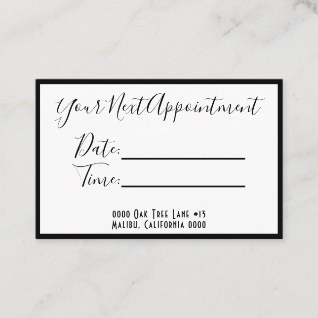 Your next appointment (Front)