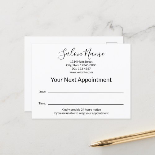 Your Next Appointment Beauty Salon Black and White Postcard