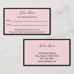 Your Next Appointment Beauty Salon Pale Pink Black