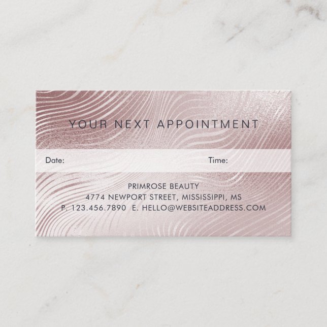 Your Next Appointment Elegant Abstract Rose Gold Card (Front)