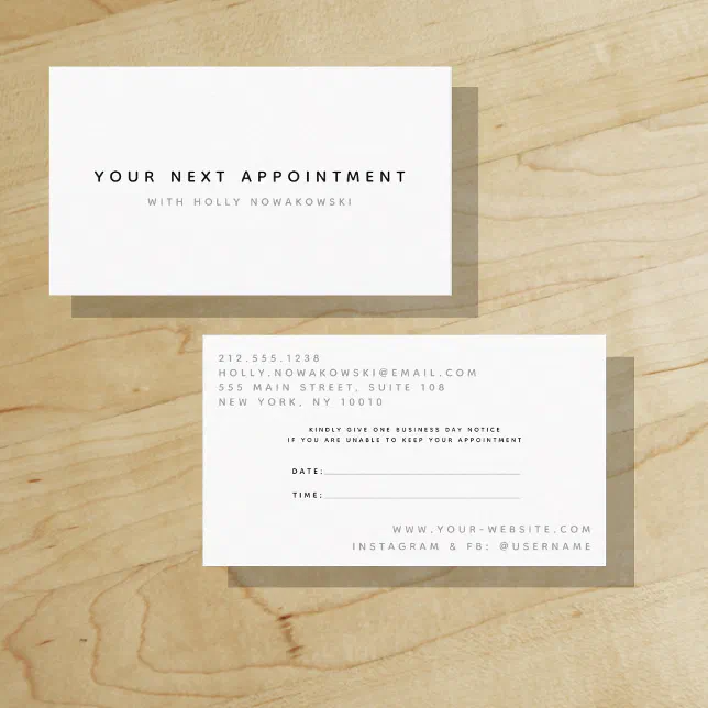 Your Next Appointment | New Classic | Minimalist Business Card | Zazzle