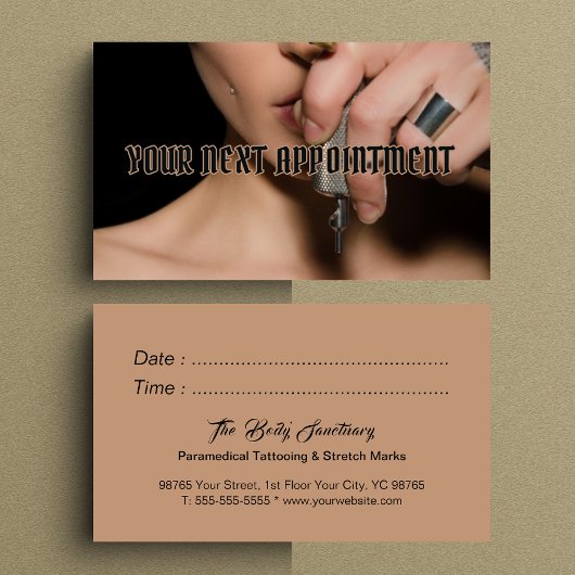 Your Next Appointment paramedical tattooing Card