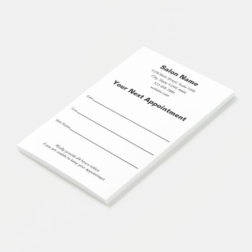 Your Next Appointment Reminder Beauty Salon White Post-it Notes