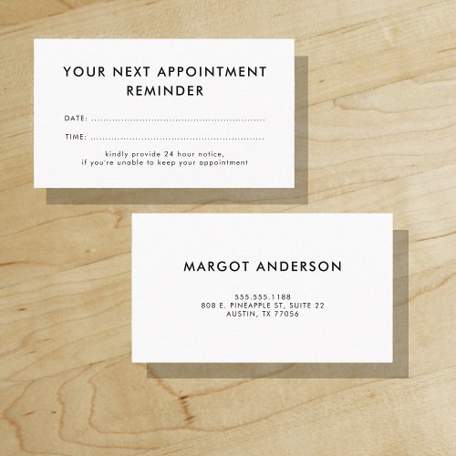 Your Next Appointment Reminder  Minimalist Cards