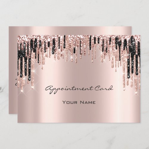Your Next Appointment Rose Gold Drips Black Lashes Invitation