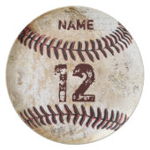 YOUR NUMBER and NAME on Baseball Dinner Plates (Front)