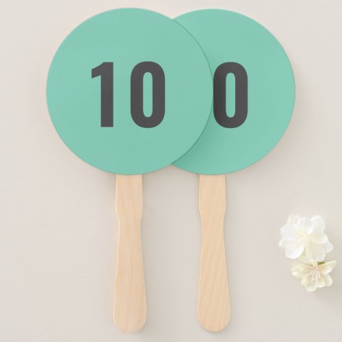 Your Number  Mint Green Event Score Paddle Hand Fan