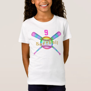 YOUR NUMBER Multicolored Softball Shirts for Girls
