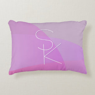 Your Overlapping Initials Modern Pink Geometric Accent Pillow