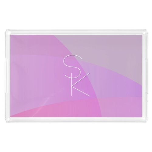 Your Overlapping Initials  Modern Pink Geometric Acrylic Tray