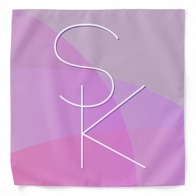 Your Overlapping Initials | Modern Pink Geometric Bandana (Front)