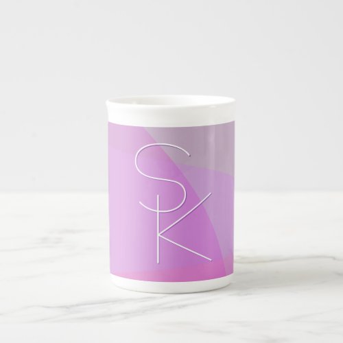 Your Overlapping Initials  Modern Pink Geometric Bone China Mug