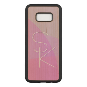 Your Overlapping Initials   Modern Pink Geometric Carved Samsung Galaxy S8+ Case