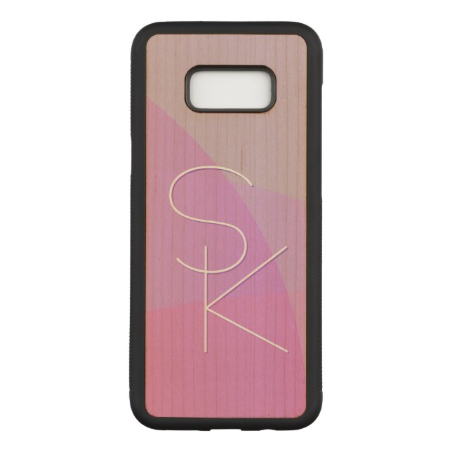 Your Overlapping Initials | Modern Pink Geometric Carved Samsung Galaxy S8+ Case (Back)