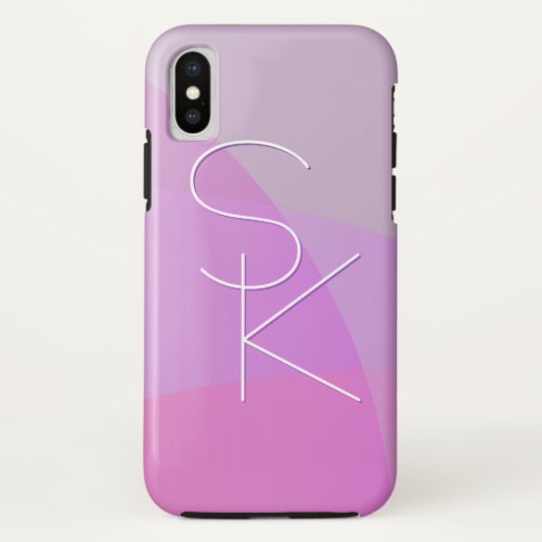 Your Overlapping Initials  Modern Pink Geometric iPhone X Case