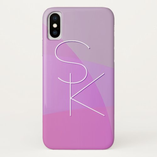 Your Overlapping Initials  Modern Pink Geometric iPhone X Case