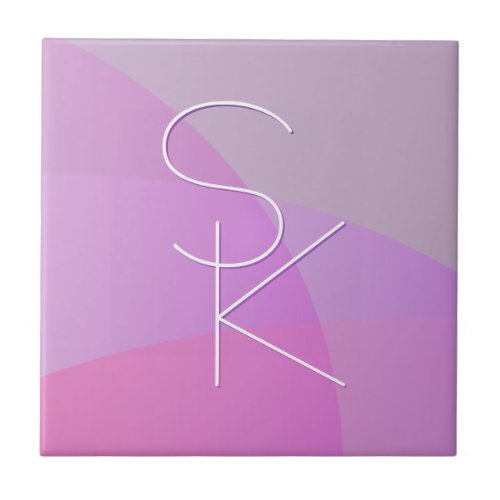 Your Overlapping Initials  Modern Pink Geometric Ceramic Tile