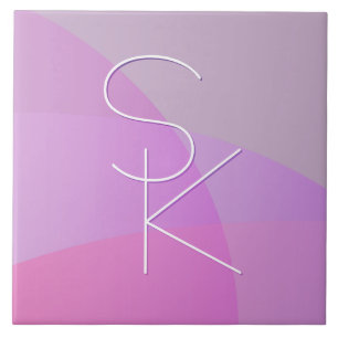 Your Overlapping Initials Modern Pink Geometric Ceramic Tile
