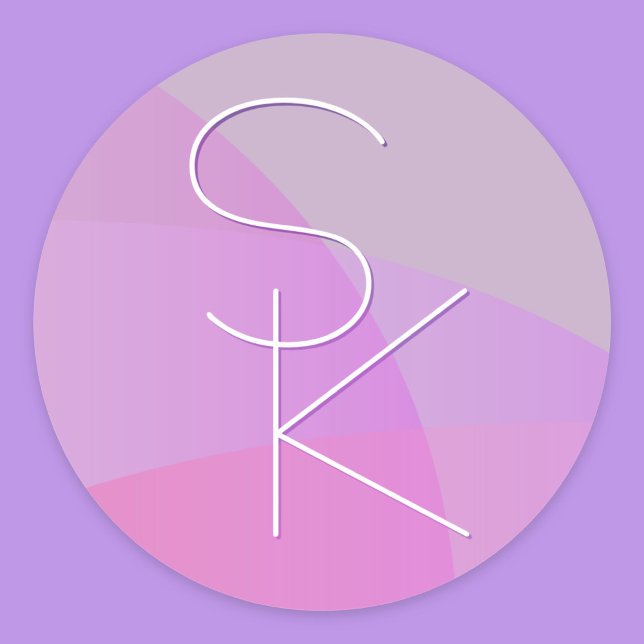 Your Overlapping Initials | Modern Pink Geometric Classic Round Sticker (Creator Uploaded)