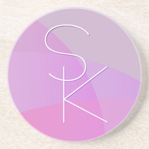 Your Overlapping Initials  Modern Pink Geometric Coaster