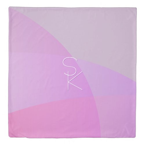 Your Overlapping Initials  Modern Pink Geometric Duvet Cover