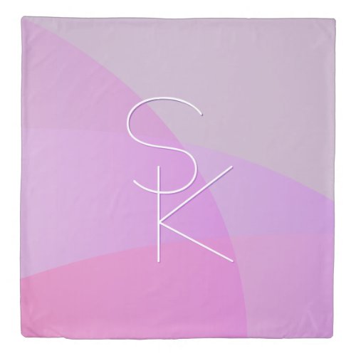 Your Overlapping Initials  Modern Pink Geometric Duvet Cover