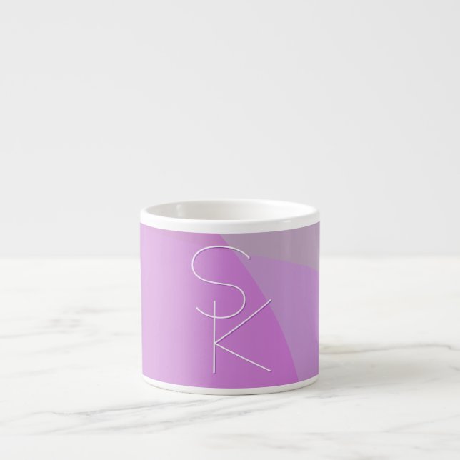 Your Overlapping Initials | Modern Pink Geometric Espresso Cup (Front)