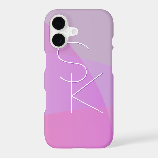 Your Overlapping Initials | Modern Pink Geometric Iphone Case (Back)