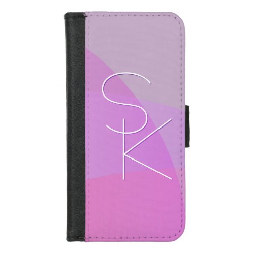 Your Overlapping Initials  Modern Pink Geometric iPhone 87 Wallet Case