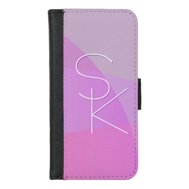 Your Overlapping Initials | Modern Pink Geometric iPhone Wallet Case (Front)