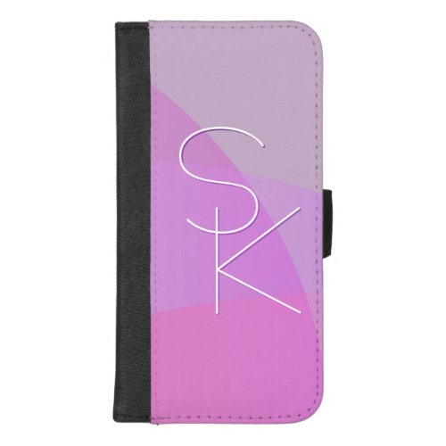 Your Overlapping Initials  Modern Pink Geometric iPhone 87 Plus Wallet Case