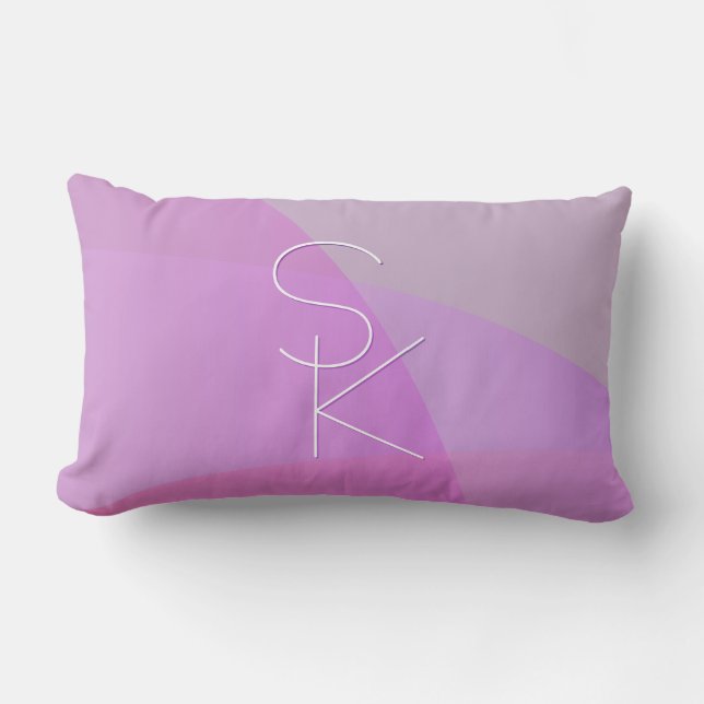 Your Overlapping Initials | Modern Pink Geometric Lumbar Pillow (Front)