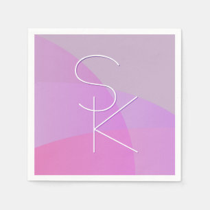 Your Overlapping Initials Modern Pink Geometric Napkins