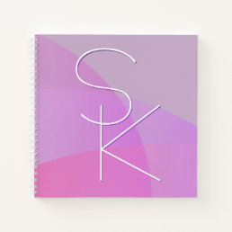 Your Overlapping Initials | Modern Pink Geometric Notebook