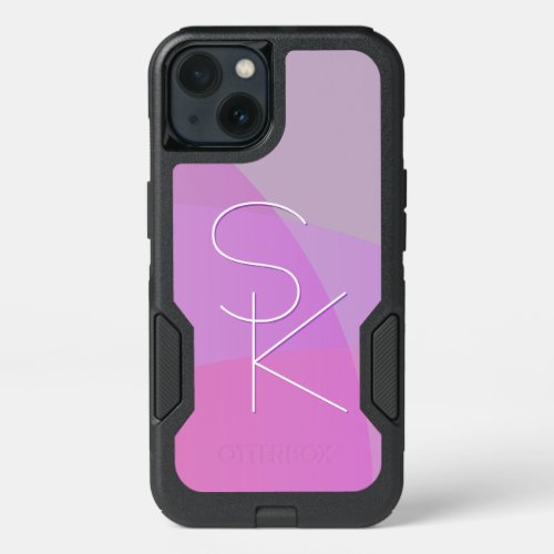 Your Overlapping Initials  Modern Pink Geometric iPhone 13 Case