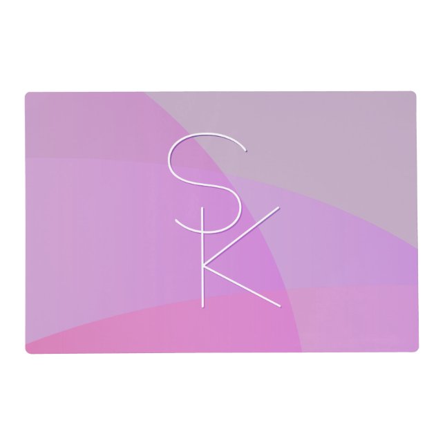 Your Overlapping Initials | Modern Pink Geometric Placemat (Front)