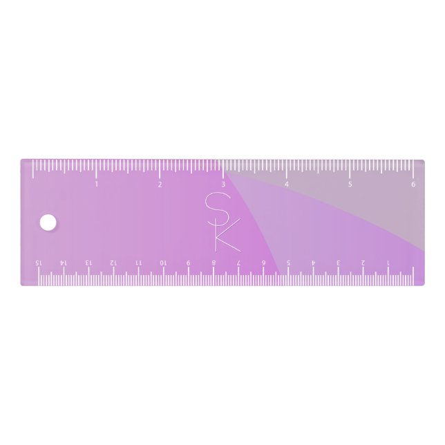 Your Overlapping Initials | Modern Pink Geometric Ruler (Front)
