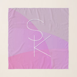 Your Overlapping Initials | Modern Pink Geometric Scarf