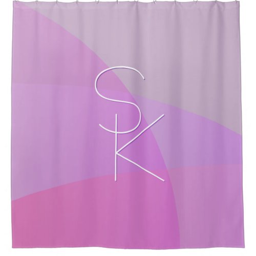 Your Overlapping Initials  Modern Pink Geometric Shower Curtain