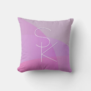 Your Overlapping Initials Modern Pink Geometric Throw Pillow