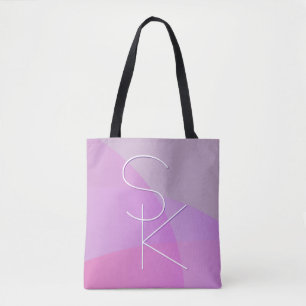 Your Overlapping Initials Modern Pink Geometric Tote Bag