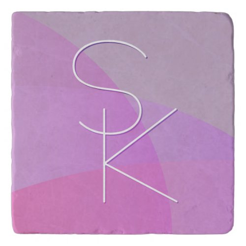 Your Overlapping Initials  Modern Pink Geometric Trivet
