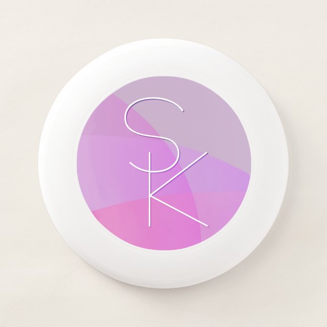 Your Overlapping Initials | Modern Pink Geometric Wham-O Frisbee (Front)