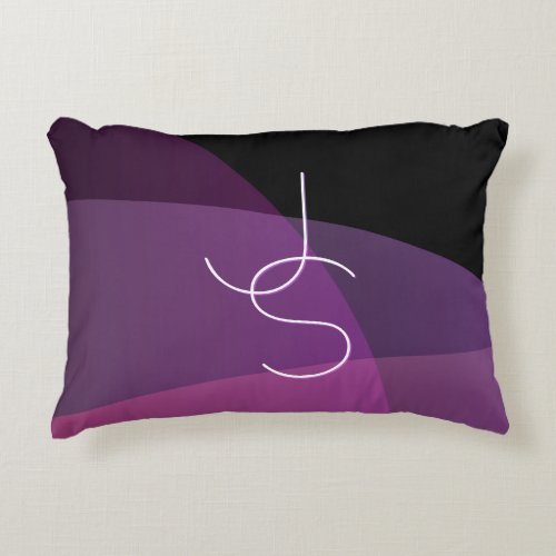 Your Overlapping Initials  Modern Purple  Pink Accent Pillow