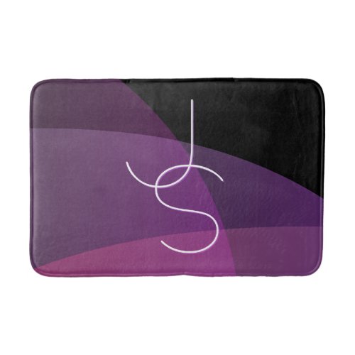 Your Overlapping Initials  Modern Purple  Pink Bath Mat