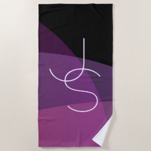 Your Overlapping Initials Modern Purple & Pink Beach Towel
